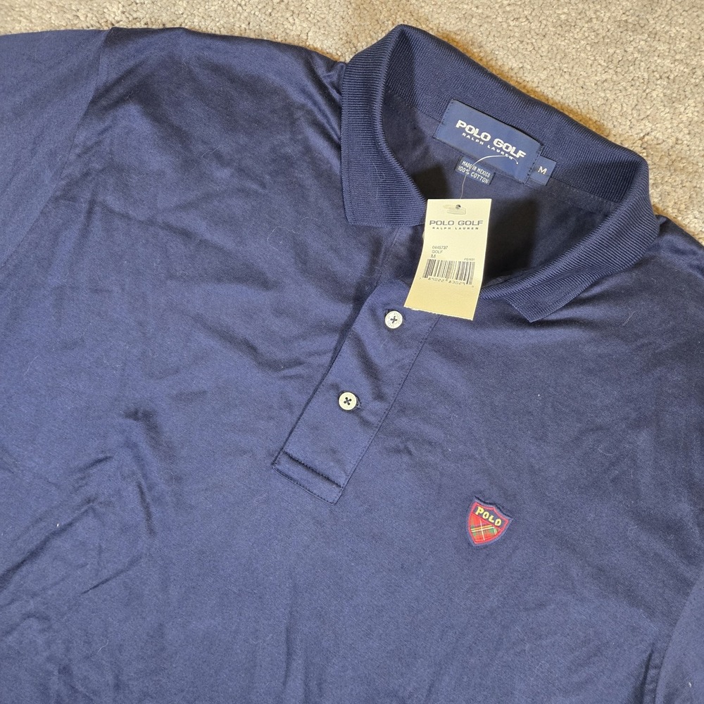Polo Golf Ralph Lauren Crest Logo Polo Shirt Men's Medium Navy Short Sleeve NWT